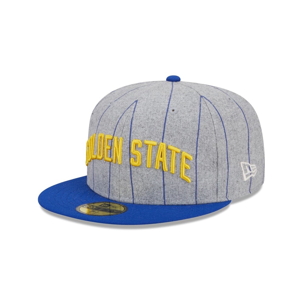 New Era Golden State Warriors Heather Pinstripe 59FIFTY Fitted Hat - Size 7
